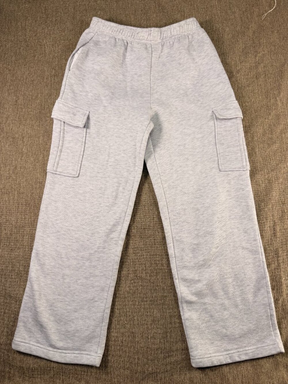 Moyee Grey Fleece Wide Leg Cargo Sweatpants - Medium